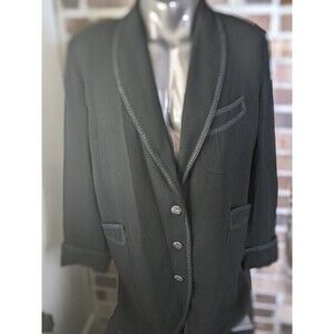 Vintage ZELDA Black Formal Jacket Blazer w/Soutache All Around Trim Sz M